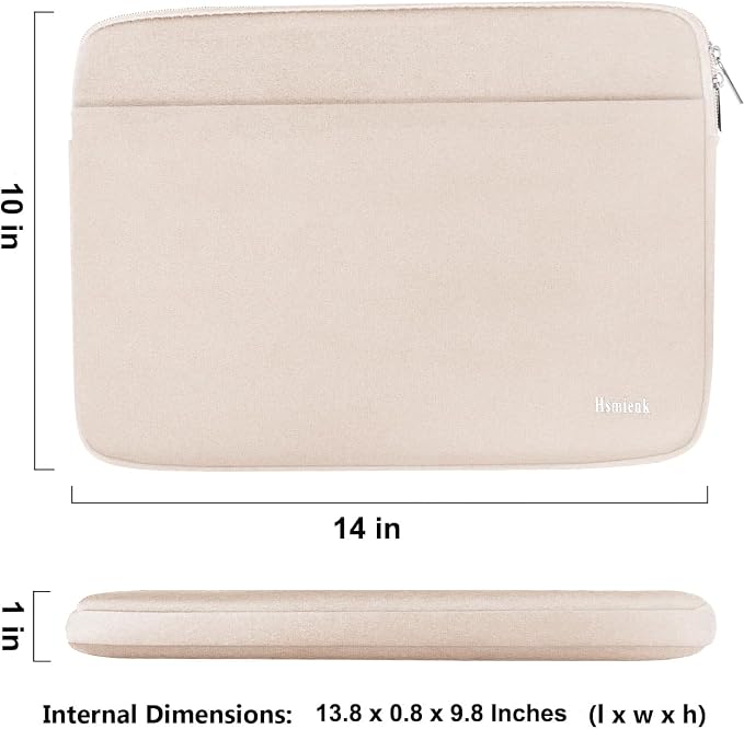 Laptop Sleeve Case 14 inch, Shockproof Protective Notebook Cover Bag with Accessory Pocket, Durable Carrying Laptop Case Compatible for MacBook HP Lenovo Dell Asus Acer, Light Pink