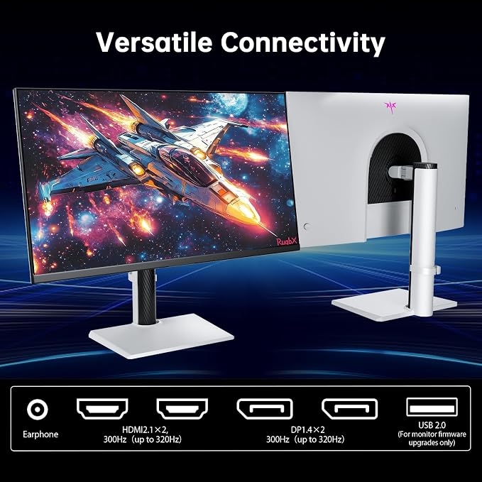 KTC 27 Inch White Gaming Monitor 300Hz/320Hz, QHD 1440P Fast IPS Computer Monitor with Adaptive FreeSync, HDR400, Height/Pivot/Swivel/Tilt Adjustable, DP&HDMI, H27E6