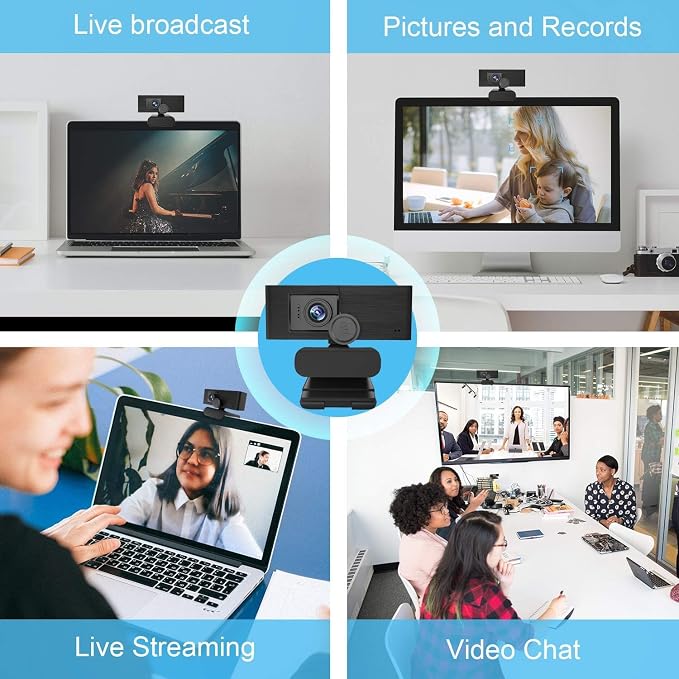 Anivia Upgraded Full HD 1080P Webcam with USB Plug, Privacy Cover- Computer Web Camera for Video Calling and Recording, PC Desktop or Laptop, Wide Angle 1080p Streaming Camera