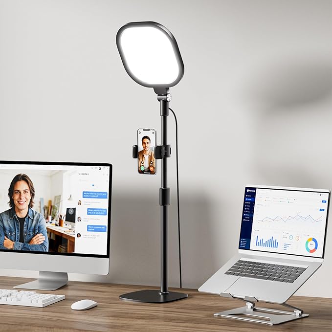 LitONES Video Conference Lighting for Zoom Meeting, Ring Light for Desk with Flexible Stand, 30 Light Modes Ring Light for Computer, Video Lights & Memory Func for Video Calls, Live Stream, Webcam