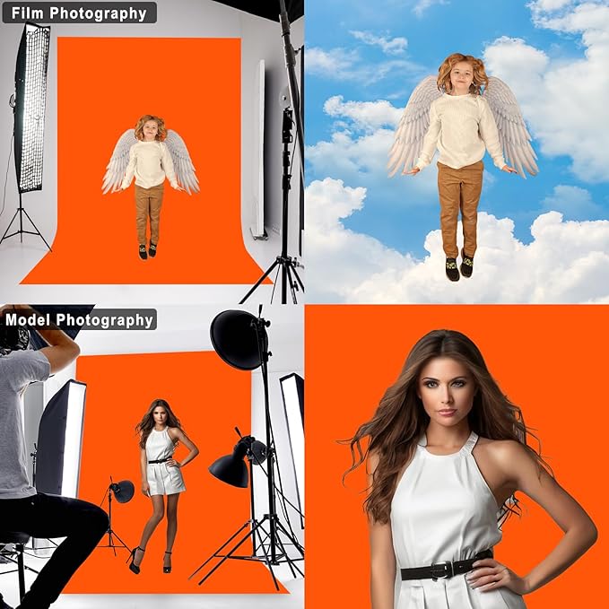 Orange Backdrop for Photoshoot, Professional Photo Backdrop Background Curtain for Product Photography, Portraits, Wedding, Party, Live Streaming Video Recording 10X10 FT (Background Only)