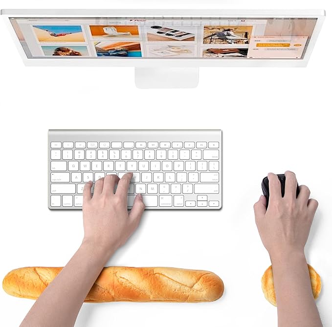 Soft Toast Bread Baguette Shape Anti-Skid Keyboard Wrist Rest Support & Mouse Wrist Support for Office,Computer,Laptop& Mac (Another Style)