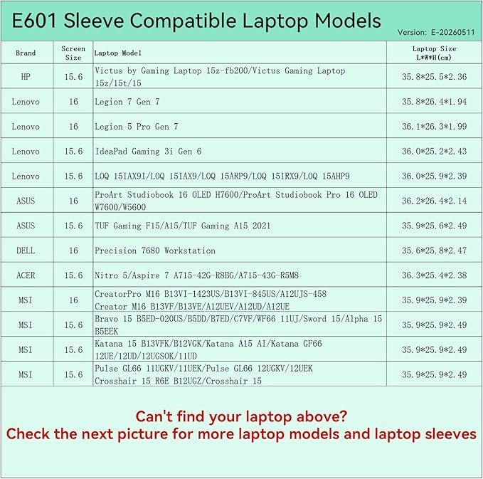 Smatree Elite Laptop Sleeve for 16 inch HP Victus Gaming 15, Lenovo Legion/IdeaPad/LOQ, ASUS ProArt Studiobook/TUF Gaming, DELL Precision, Acer Nitro, MSI, Protective Laptop Case with Pocket(E601)