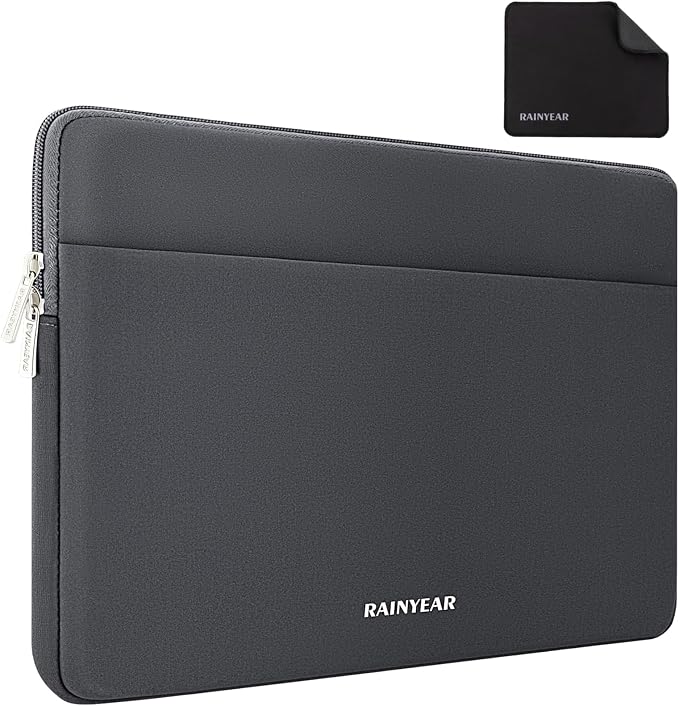 RAINYEAR Laptop Sleeve Case 13.3 Inch, Protective Portable Case with Front Pocket, Briefcase Handbag Laptop Bag Compatible with 13.3-14 Inch Laptop PC, 14 Inch MacBook Pro M5 M4 M3 M2 M1, Gray