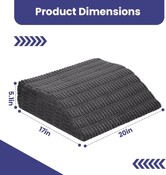 idee-home Recliner Leg Rest Cushion, Recliner Footrest Extender Pillow with Removable Corduroy Cover, Multi Purpose Ergonomic Foot Pillow Back & Lumbar Support Cushion for Bed Sofa Couch, Grey