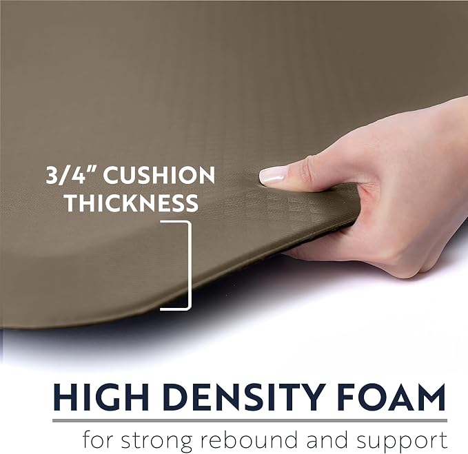 KANGAROO Anti Fatigue Mats for Kitchen Floor, 70x24, Reduce Foot, Knee, Back Pressure, 3/4 Inch Thick Cushioned Ergonomic Mat, Waterproof Comfort Rug for Under Sink, Standing Desk, Store Floors, Beige