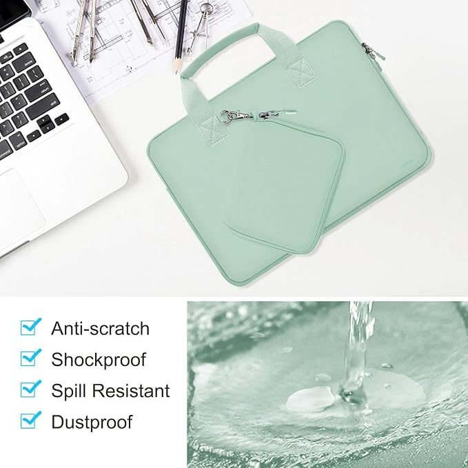 Hseok Laptop Sleeve 14 inch Case with Small Case, Compatible with MacBook Neo 14, MacBook Pro 14 M5/M4/M3/M2/M1, XPS 14 and Most 14 inch Notebooks, Neoprene Computer Handbag,Spring blue