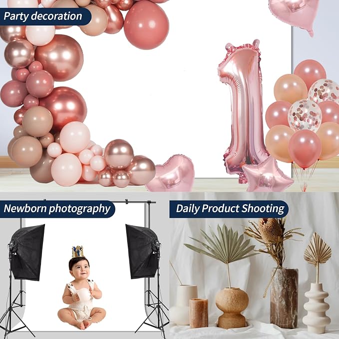 White Backdrop Background for Photography Photo Booth Backdrop for Photoshoot Background Screen Video Recording Parties Curtain 8x10FT