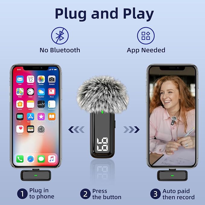 NPTCL Wireless Lavalier Microphone for iPhone 17/16/15 Android PC Laptop Computer - Noise Canceling USB Type C Mic with 24H Charging Case for Video Recording Vlog TikTok Podcast