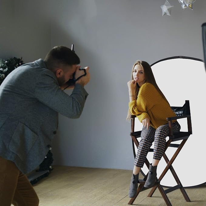 Koopro 5’×7’ Collapsible Twist Background Double-Sided Pop Up Flex Backdrops Chroma Black & White Portrait Screen Professional Video Photography and Television Studio Props with Carrying Case