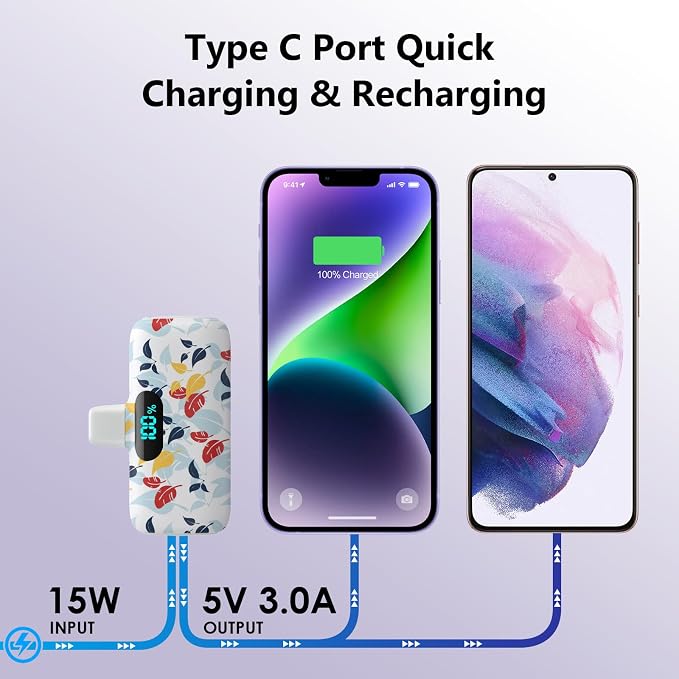 Feob [2 Pack] Small Portable Charger for iPhone14/13,Upgraded 5000mAh PD Fast Charging Power Bank,Mini Portable Phone Charger Compatible with iPhone 14/14 Pro Max/13/13 Pro/12 Pro/11/XR/X/8/7/6
