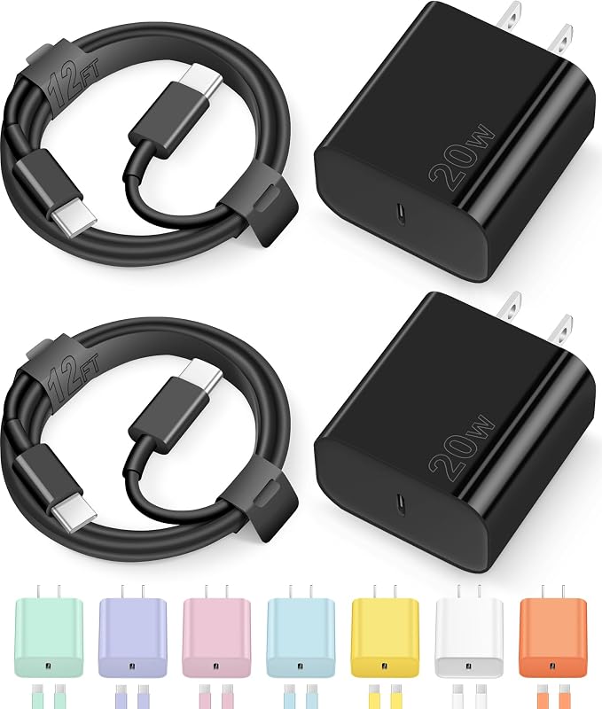iPhone 17 16 15 Charger Fast Charging Type C Chargers USB C Charger Block iPhone 17 16 15 Air Pro Max Chargers with 12FT Cable for iPhone 17/17 Plus/17 Pro Max/16/16 Plus/16 Pro Max/15 Pro Max(Black)