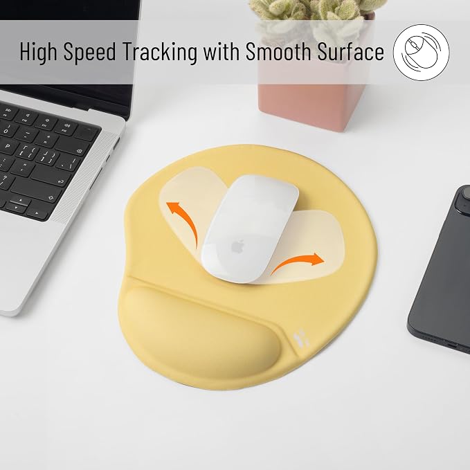 Mr. Pen- Ergonomic Mouse Pad with Wrist Rest, Yellow Breathable Fabric with Memory Foam Cushion, Non-Slip Rubber Base, Gel Mouse Pad with Wrist Support