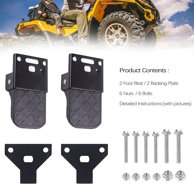 Xislet Pairs ATV Foot Rests for Four Wheeler Rear Passenger Foot Peg Universal Compatible with ATV Such as Polaris Sportsman Scrambler Made of Metal and Non-Slip Tread