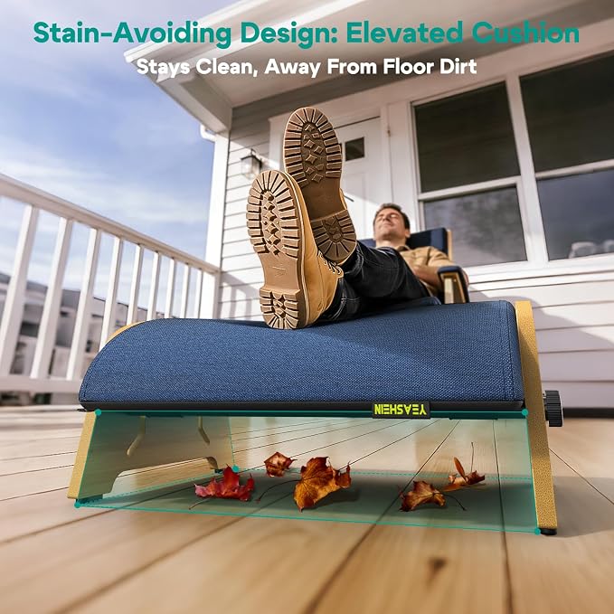 YEASHEIN Ergonomic Foot Rest Under Desk at Work, Bamboo Wood Adjustable Foot Stool Under Desk with 6 Positions, Office Footrests with Memory Foam, Leg Rest Used for Car, Home, PC Gaming Accessories