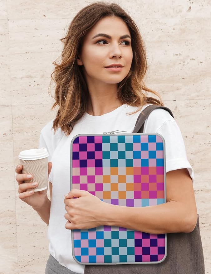 iCasso Laptop Sleeve 13 inch for MacBook Air 13-13.6 inch,Laptop case for MacBook Neo/Pro 13 inch, Slim Protective Travel Carrying Case Sleeve for 14 inch Chromebook,HP,Dell, Dopamine Checkerboard