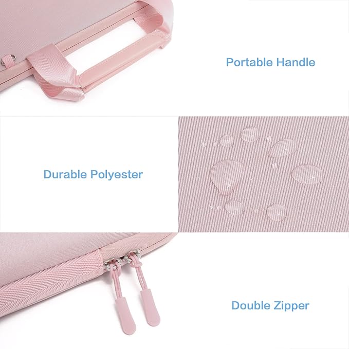 MOSISO Laptop Case 16 inch, 15-15.6 inch Laptop Sleeve Bag Compatible with MacBook Pro 16, HP Acer Dell Lenovo ASUS, Neoprene Carrying Computer Bag with Handle&Detachable Small Case, Pink