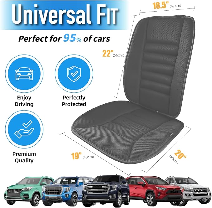 Lofty Aim Memory Foam Car Seat Cushion with Lumbar Support Pillow - 4D Mesh Ventilation for Back & Sciatica Pain Relief, Auto Pad Suitable for Car, Truck, SUV, Dark Grey