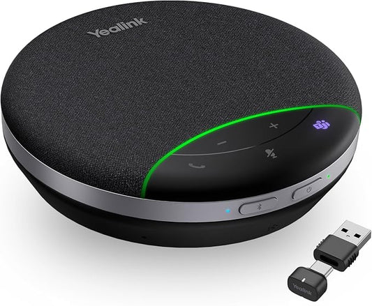 Yealink SP92 Bluetooth Speakerphone with Dongle Conference Speaker and Microphone Full-Duplex Noise Reduction 20h Teams Call 278g Wireless Portable Design Suitable for 4-6 Meeting Room