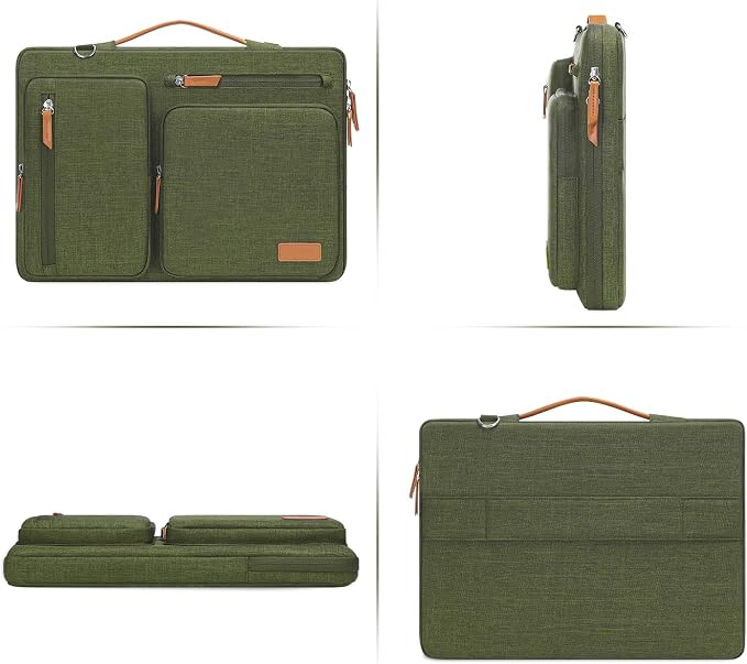 MOSISO 360 Protective Laptop Shoulder Bag,15 inch Computer Bag Compatible with MacBook Air 15 inch M5 M4 M3 M2/Pro 15, Dell XPS Plus,Side Open Messenger Bag with 4 Zipper Pockets&Handle, Olive Green