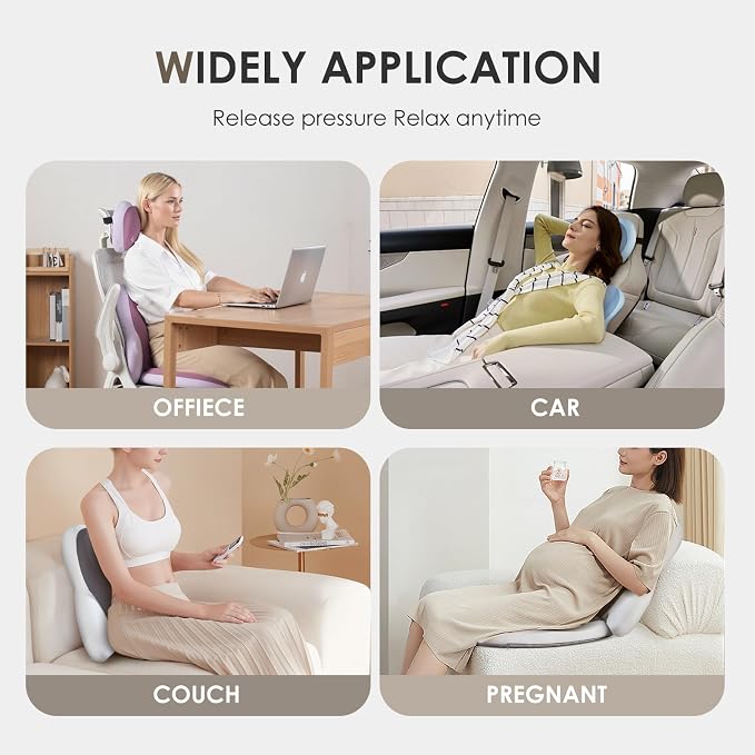 FLORICH Lumbar Support with Car headrest Back Pillow for Chairs Headrest Pillow for Car Ergonomic Ultrathick Memory Foam Back Pillow for Office Chair (Purple)