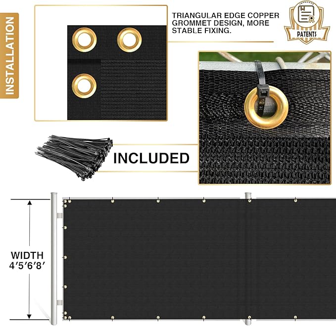 Privacy Fence Screen 6' x 138' Fencing Cover Heavy Duty Mesh Windscreen Cloth for Outdoor Garden Patio Backyard Chain Link Fence Black