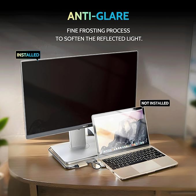 Peslv [2 Pack] 23 Inch Privacy Screen for Computer Monitor 16:9 Aspect Ratio, Eye Protection Anti Blue Light Glare Shield, 23inch Removable Black Blackout Anti Spy Desktop Security Private Filter