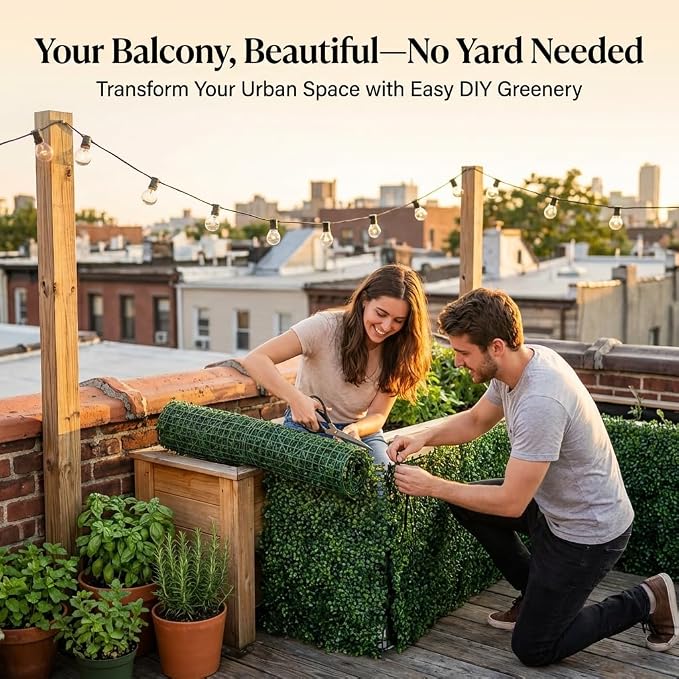 Artificial Boxwood Roll Panels, 40"x120" (34 sq.ft) UV-Resistant Faux Ivy Privacy Fence Screen, Decorative Grass Wall Covering for Indoor & Outdoor Garden, Backyard, Balcony, Home Decor