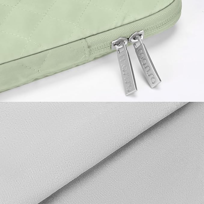 MOSISO Laptop Case 13.3 inch, 13-13.3 inch Laptop Sleeve Compatible with MacBook Air/Pro 13 / Pro 14, HP Dell Acer ASUS Lenovo,Square Quilted Vertical Computer Bag with Pocket&Small Case, Sage Green