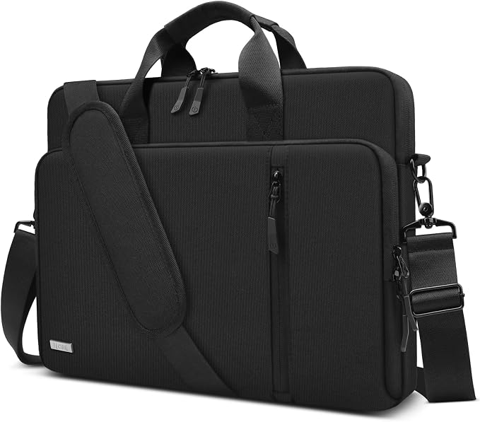 TECOOL 17 17.3 Inch Laptop Bag, 360 Protective Case Messenger Bag Waterproof Computer Sleeve Briefcase with Shoulder Strap for 17-17.3 Inch Acer ASUS Lenovo HP Laptop Notebook, Black