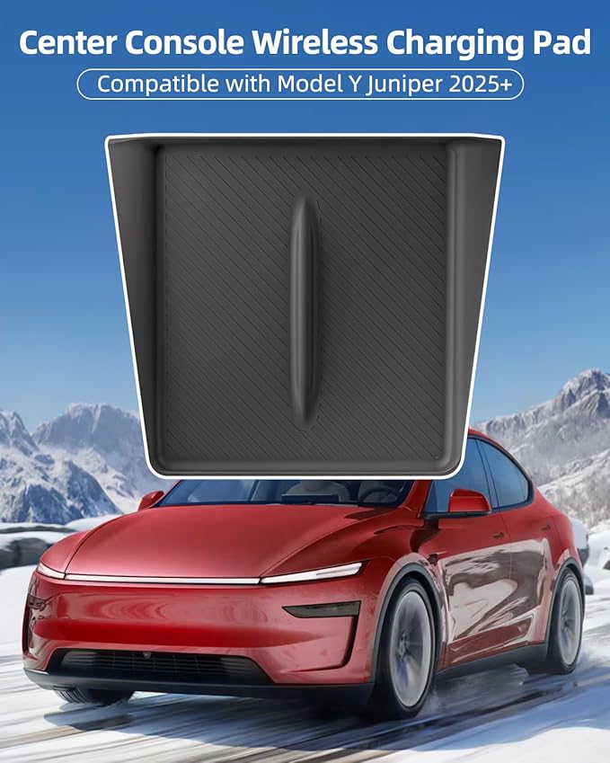Model 3 Centre Control Wireless Charging Mat，Center Console Wireless Charger Pad Compatible with Tesla Highland Model 3 2024 2025 2026