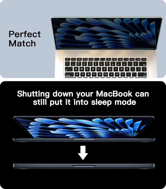 PYS Magnetic Privacy Screen for MacBook Air 15.3 Inch (2025/2024/2023, M4, M3, M2 Chip) - Removable Anti-Glare Protector with Camera Cover Slide, Anti-Blue Light Filter for Mac Air 15.3" Laptop