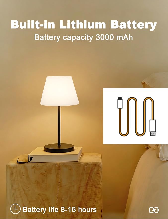 WEILAILUX Mini LED Cordless Table Lamp Rechargeable, 3000mAh Battery Operated Shower Lamp Waterproof, Touch Dimmable 2700K Night Light for Patio Camping Dining Outdoor (Mini Green)