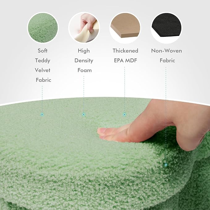 B FSOBEIIALEO Storage Ottoman Cube, Flowers Shaped Ottomans with Storage Foot Stool Footrest for Lving Room, Boucle Ottoman Seat for Dorm Room,Faux Teddy Fur, Green 12.6"x12.6"x12.6"