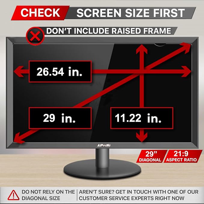 29 Inches Privacy Screen Filter for 21:9 Curved Ultrawide Monitor | Privacy Shield | Anti Glare | Anti-Blue Light | Eye Protection | Anti Spy | Computer Security Private Filter Protector