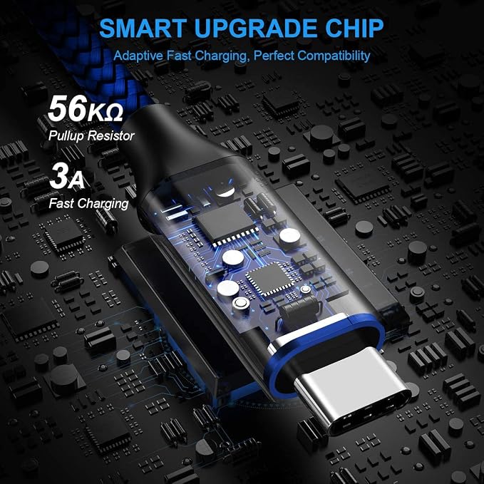 etguuds USB to USB C Cable 2ft, 2-Pack USB A to Type C Charger Cord Fast Charging for Samsung Galaxy A17 A16 A15 A26 A36 A56, S25 S24 S23 S22 S21 S20 S10 Note 20, for iPhone 17 16 15, Moto, Blue