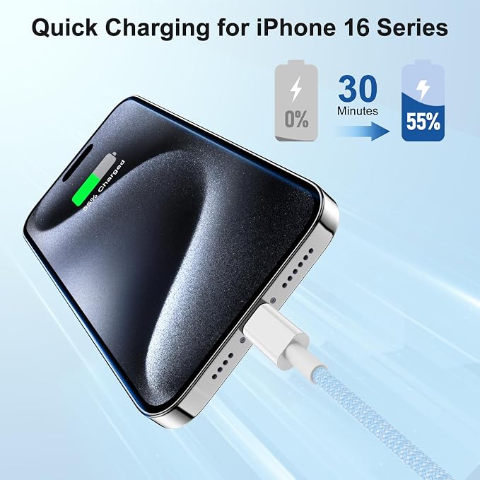 for USB C to C Fast Charger Cable 10ft, Long Type C to USB C Charging Cord Wire for Apple iPhone 17 Pro Max/17 Air/16 Pro/15 Plus,MacBook Pro 2021/2020/2019, iPad 12.9/11 inch/Mini/Air,Samsung Galaxy