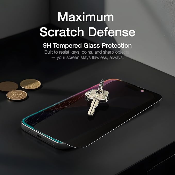 AMAZINGthing for iPhone 16 Pro Max [Titan - Privacy] Screen Protector, Anti Spy, 9H Tempered Glass, Built-in Dust Filter Full Coverage, Case‑Friendly, Oleophobic, Bubble‑Free Application, 2 Pack