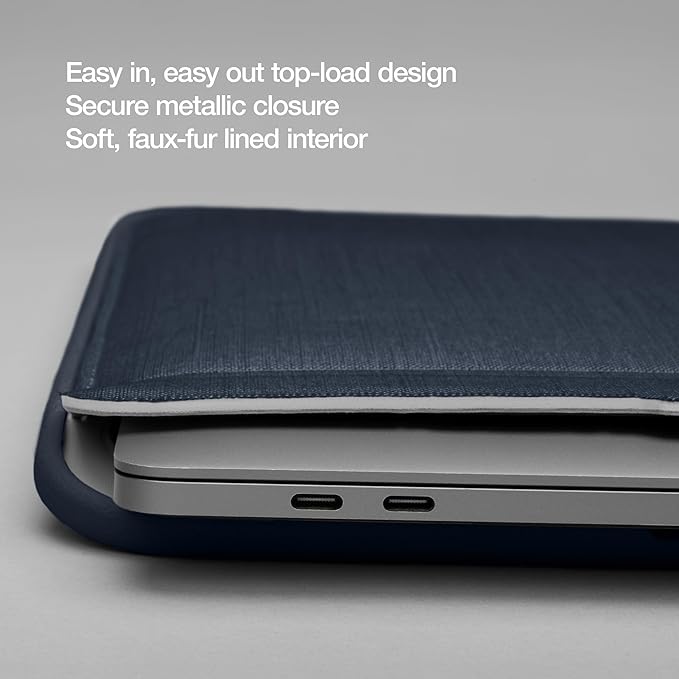 Incase ICON Sleeve with Woolenex - MacBook Air 13 inch Case - M5 2026, M4 2025, M3 M2 2024-2022 - Fitted MacBook Case, Laptop Sleeve, Hard Cover, Durable, Lightweight - Heather Navy