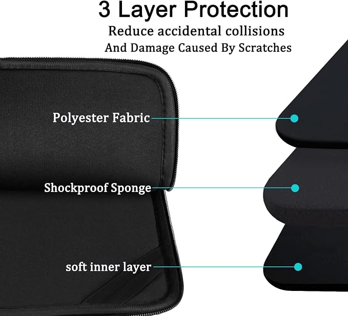 Laptop Case Sleeve 17 inch, Shockproof Protective Computer Carrying Cover with Front Pocket, Durable Laptop Sleeve for 17-17.3 inch HP, Dell, Acer, Asus, Notebook, Black