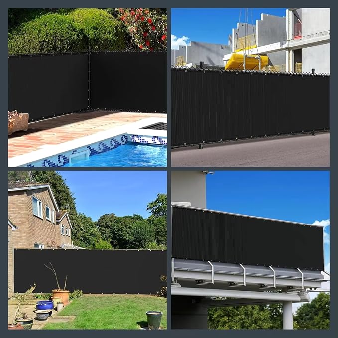 3x16Ft Balcony Privacy Screen, Apartment Railing Cover for Sunshade Wind & UV Protection, Outdoor Privacy Fence Screen for Patio, Terrace, Porch & Poolside Protection (Black)