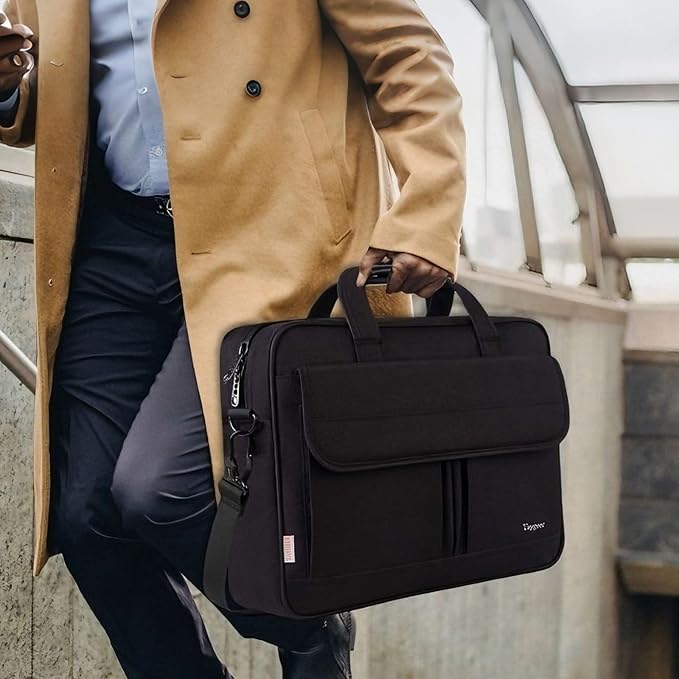 Taygeer 17 inch Laptop Bag, Professional Business Office Briefcase for Men Women, Premium Water Resistant Carry On Laptop Case Shoulder Messenger Bag Fits 15.6 17 Inch Notebook/Computer, Black