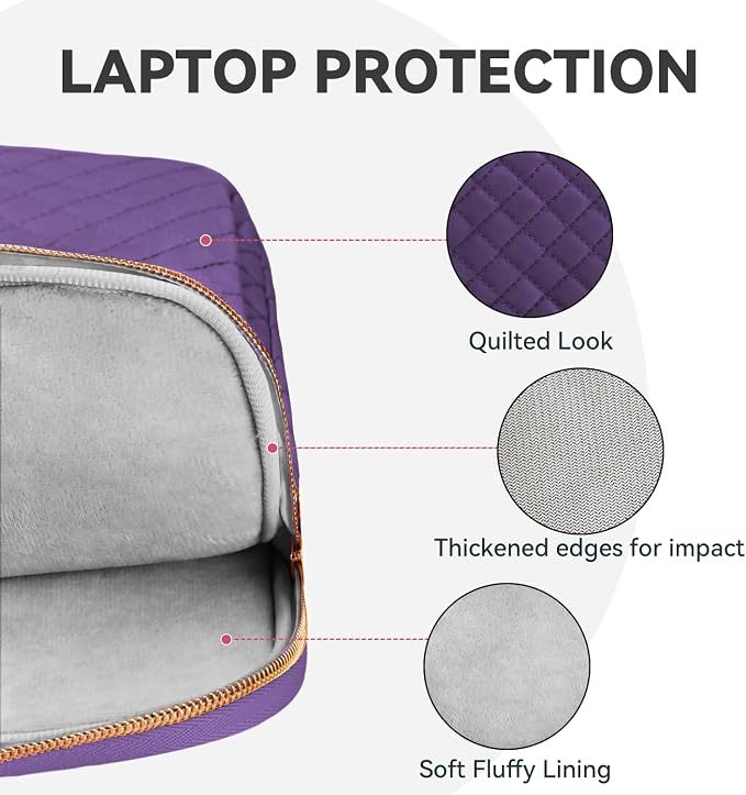 Laptop Case Bag Women Men Computer Sleeve Compatible with MacBook/Dell/HP/Acer/ASUS, Waterproof Shoulder Carrying Briefcase, Purple, 17-17.3 Inch