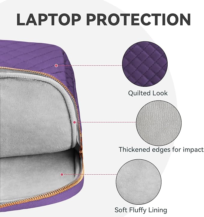 Laptop Case Bag Women Men Computer Sleeve Compatible with MacBook/Dell/HP/Acer/ASUS, Waterproof Shoulder Carrying Briefcase, Purple, 15.6-16 Inch