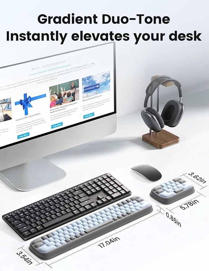 Meatanty Keyboard and Mouse Wrist Rest Set, Ergonomic Computer Wrist Pad, Memory Foam Wrist Support for Desk, Hand Typing Palm Mouse Rest Office Gaming Accessories, Carpal Tunnel Pain Relief Cushion