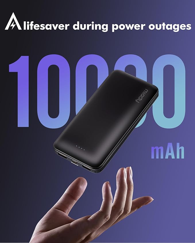 Miady 2-Pack Portable Charger, Slim 10000mAh Power Bank Travel Battery Pack 3 Outputs 2 Inputs Compatible with iPhone 17/16/15/14/13 Galaxy S24/22 iPad Android etc (Flag Edtion)