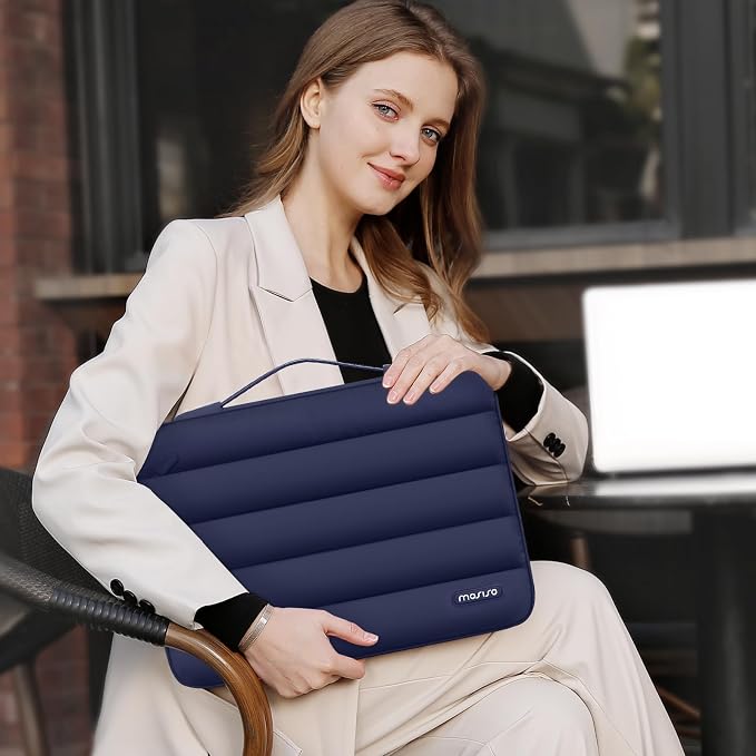 MOSISO Compatible with MacBook Air 15 inch Case M5 2026 M4 2025 M3 2024 M2 2023 A3448 A3241 A3114 A2941, Plastic Hard Shell Case&Puffy Sleeve Bag&Keyboard Skin&Webcam Cover&Screen Film, Navy Blue