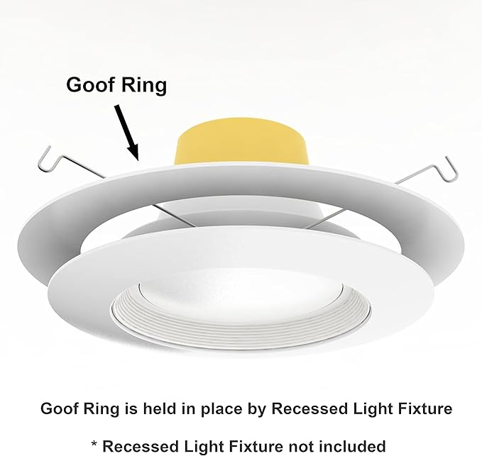 25 Pack Gloss White Goof Trim Ring for 6" Inch Recessed Can Lighting Down Light, Outer Diameter 8 Inches