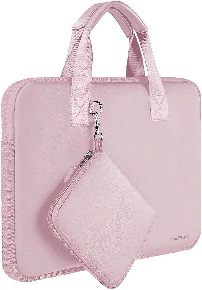 Hseok Laptop Sleeve 14 inch Case with Small Case, Compatible with MacBook Neo 14, MacBook Pro 14 M5/M4/M3/M2/M1, XPS 14 and Most 14 inch Notebooks, Neoprene Computer Handbag,Pale pink