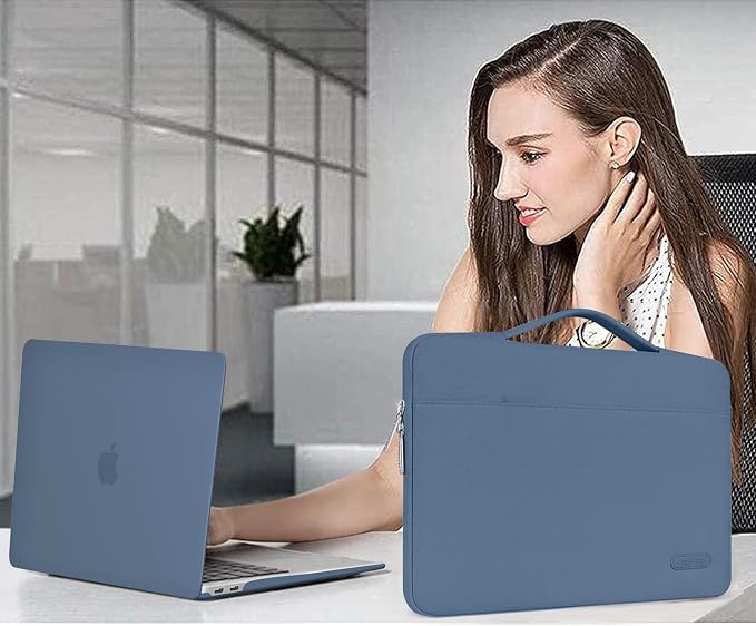 MOSISO Compatible with MacBook Air 15 inch Case M5 2026 M4 2025 M3 M2 2024 2023 A3448 A3241 A3114 A2941,Protective Hard Shell&Carrying Sleeve Bag&Keyboard Cover&Webcam Cover&ScreenFilm, Steel Blue